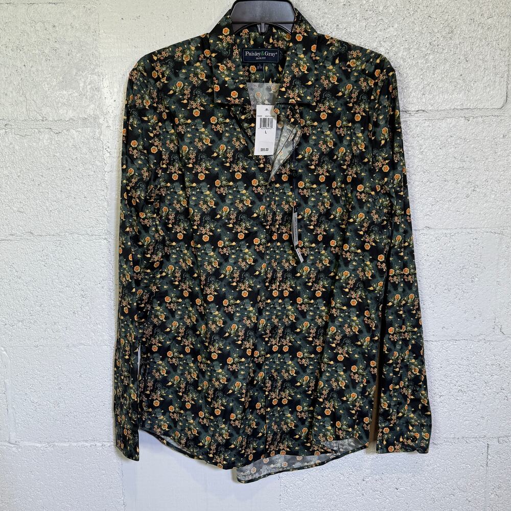 Paisley & Gray Men's Samuel SlimFit Floral Button-Down Shirt Garden night  L $95 - Picture 5 of 8